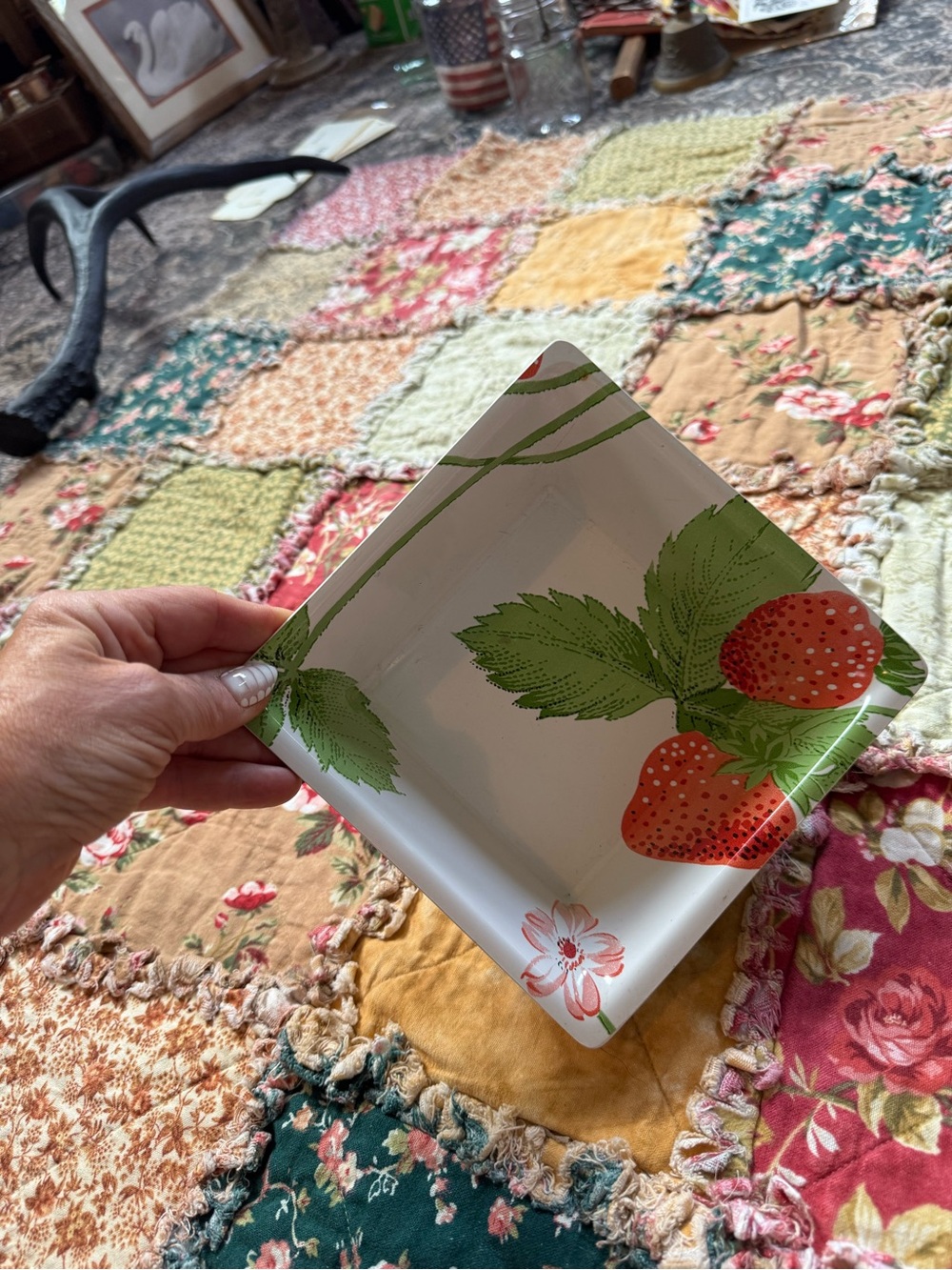 Strawberry Print White Decorative Bowl